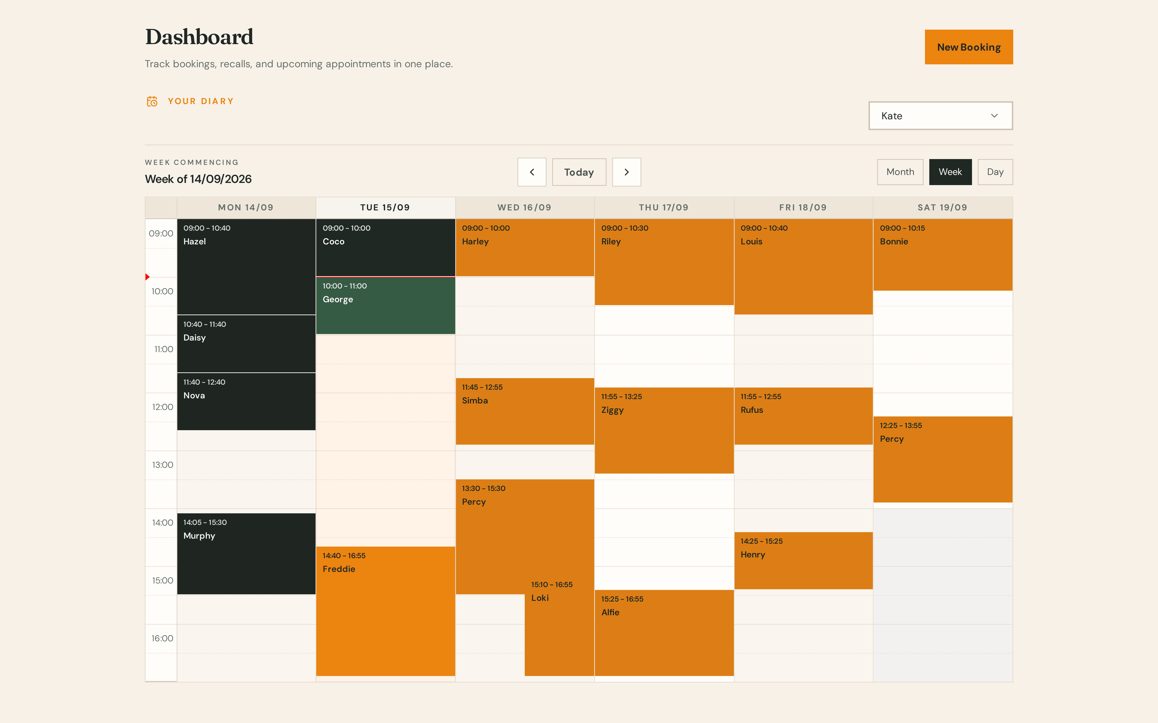 Barkway grooming calendar