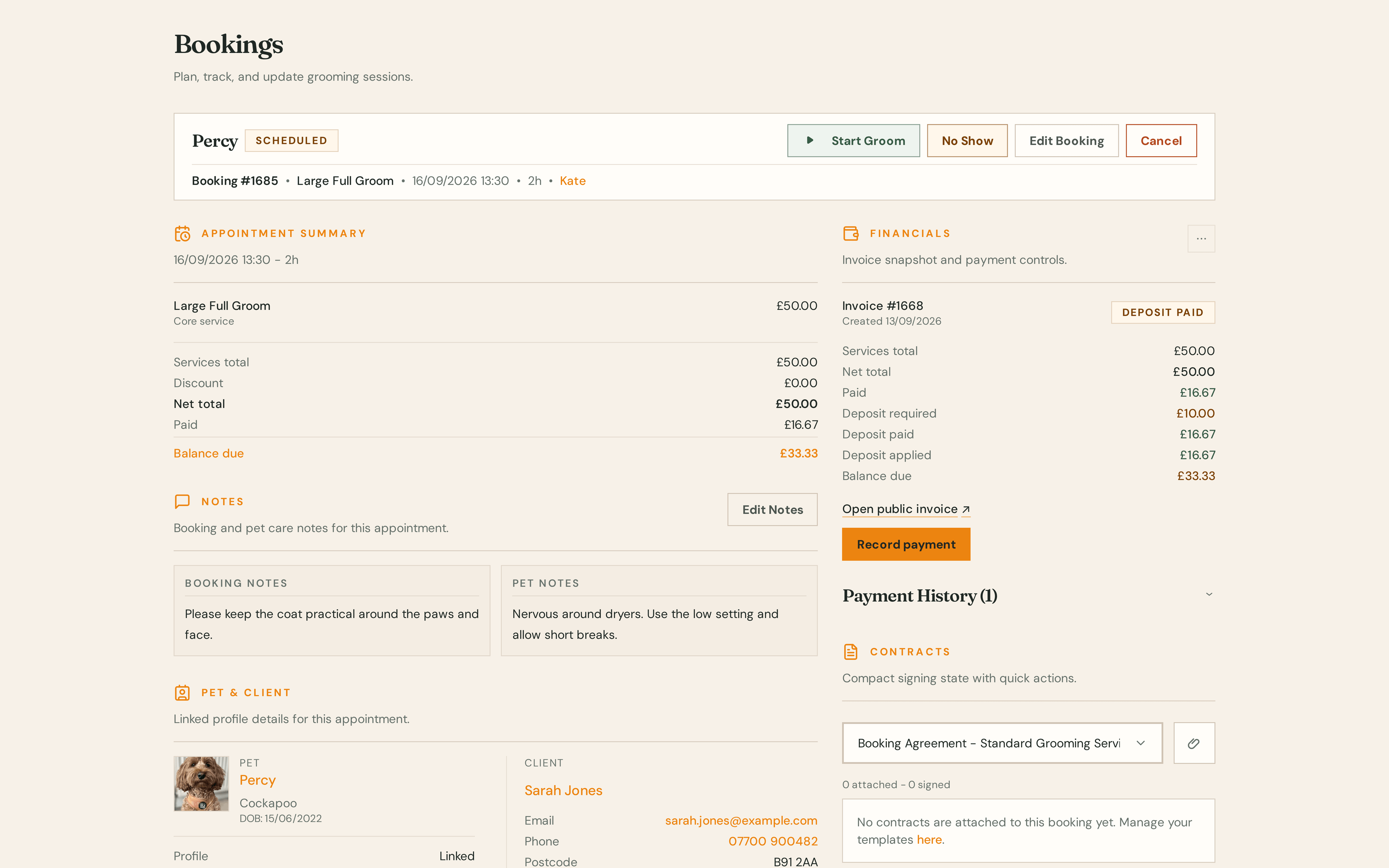 Barkway appointment workflow