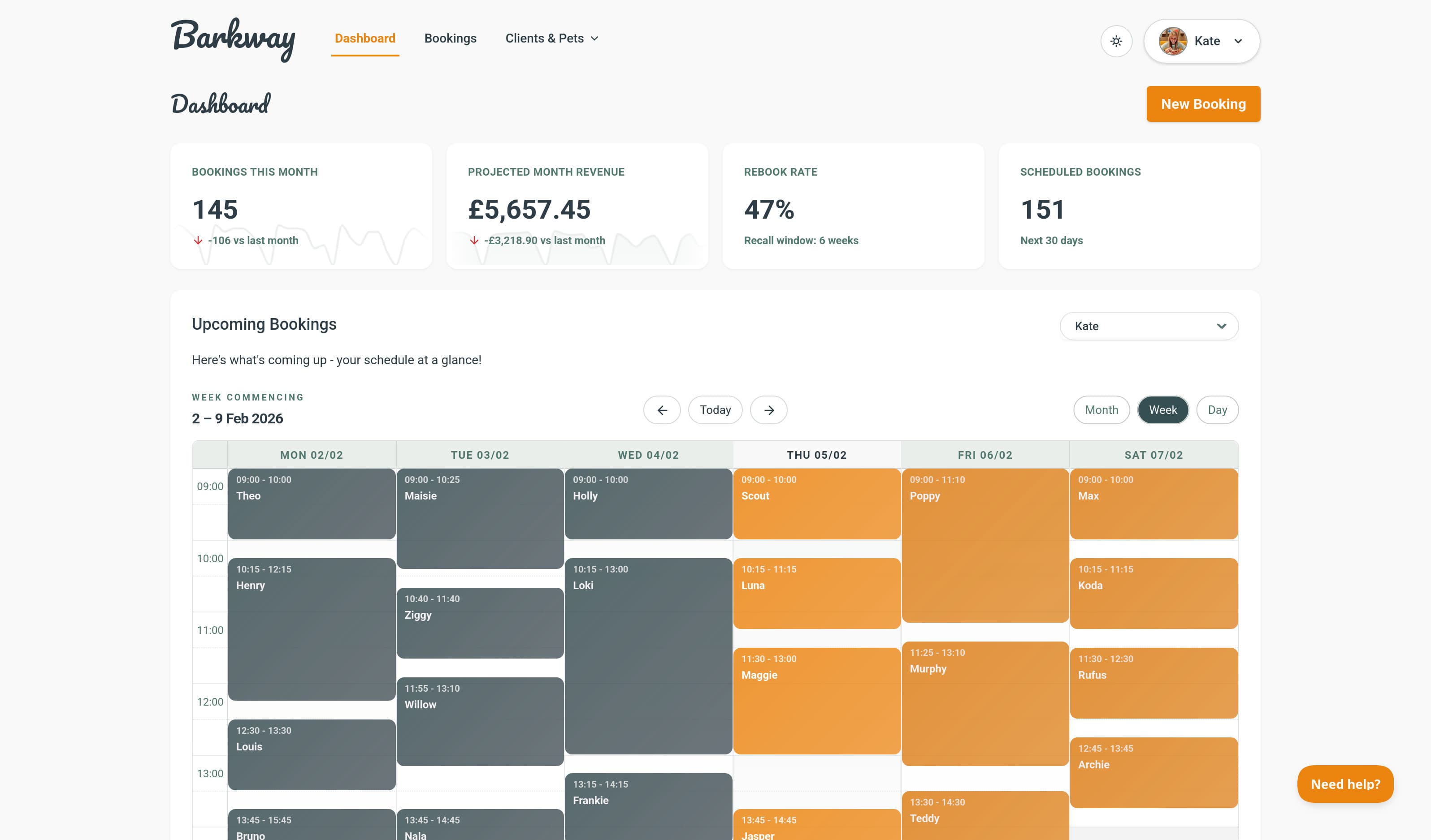 Barkway App Dashboard