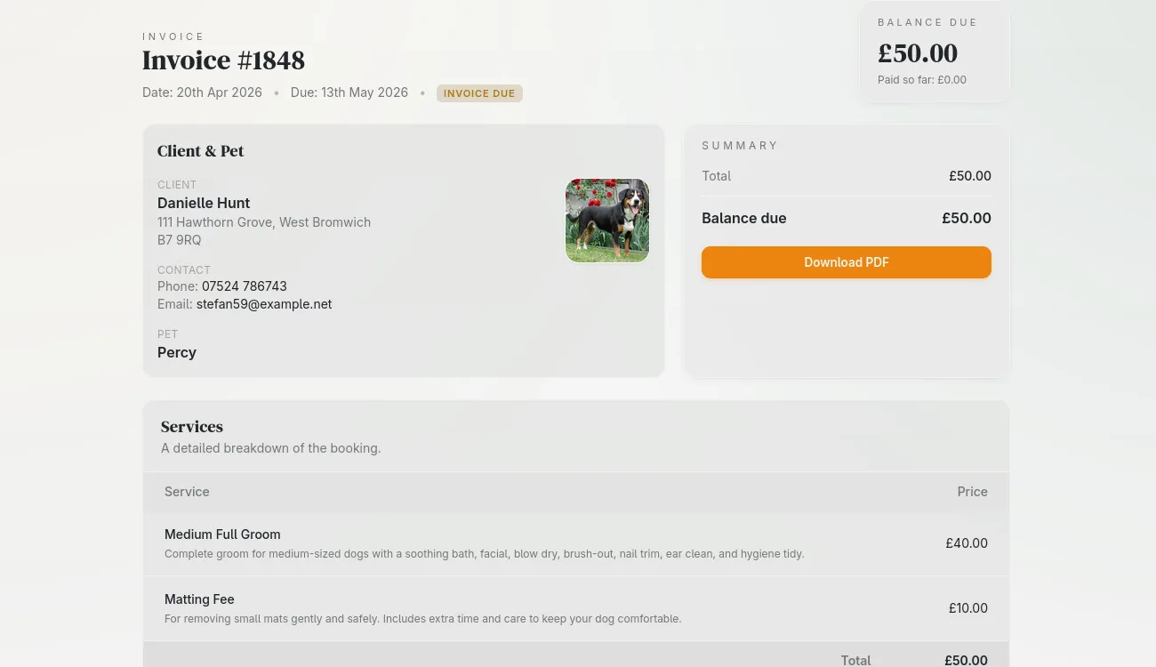 Barkway invoices and balances