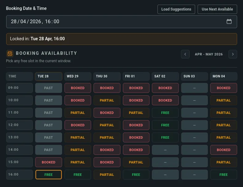 Barkway booking workspace