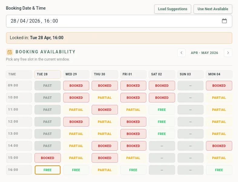 Barkway booking workspace